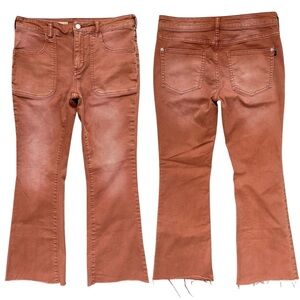 Anthropologie Pilcro Burnt Orange Faded Raw Hem Kick Flare Jeans Size 28